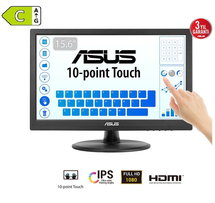Asus 15.6'' 5ms Hdmi Vga Dokunmatik MM (VT169HE)