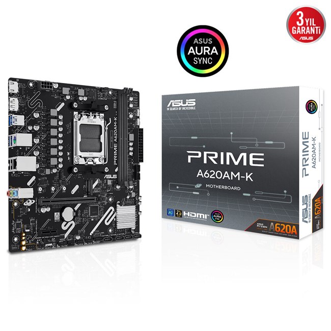 Asus Prime A620AM-K AM5 Ryzen HDMI DP
