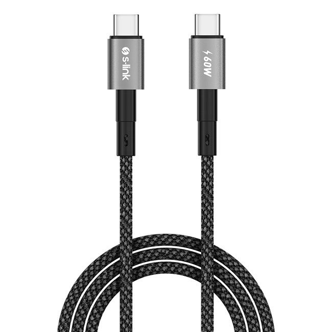 S-link 60W Şarj Kablosu Type-C to Type-C (1m)