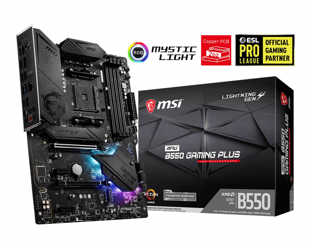 MSI MB MPG B550 GAMING PLUS AM4 DDR4 4400(OC) HDMI DP M.2 USB3.2 RGB ATX