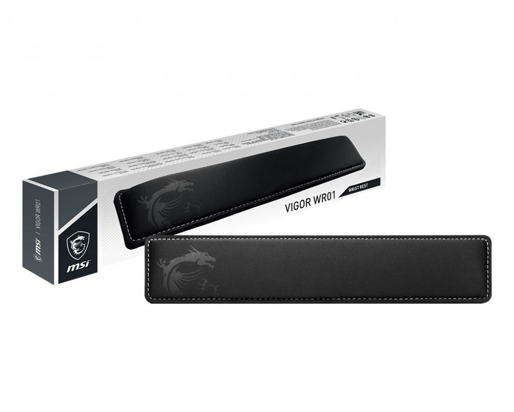 MSI GG VIGOR WR01 WRIST REST LIKRA YUZEY KAYMAZ KAUCUK TABAN HAFIZALI KOPUK 432 X 86 X 25MM KLAVYE BILEK DESTEGI