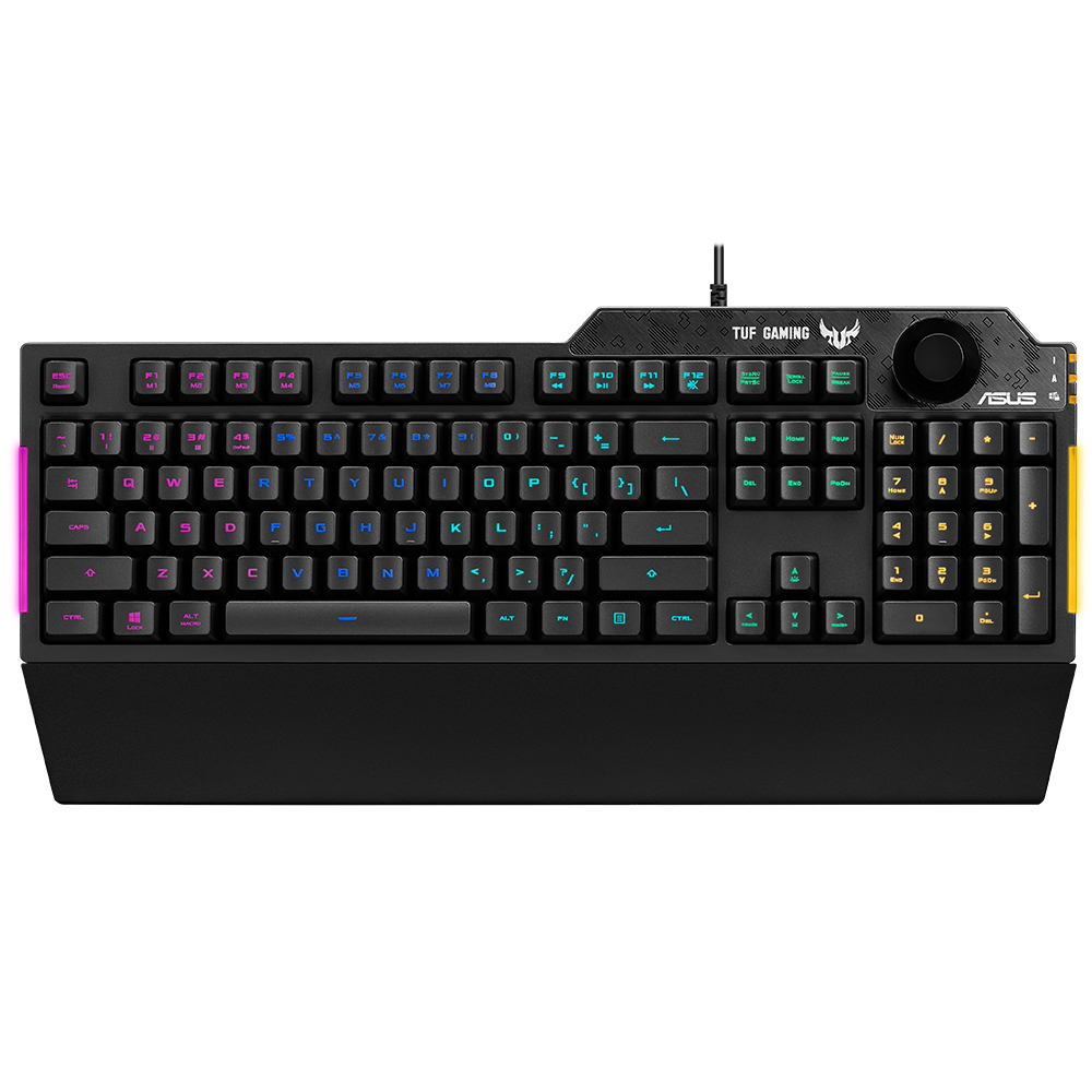 ASUS TUF GAMING K1 RGB MECH BRANE TURKCE OYUNCU KLAVYESI OZEL SES DUGMESI YAN ISIK CUBUGU ARMOURY CREATE OZELLIKLI SUYA VE TOZA  DAYANIKLI