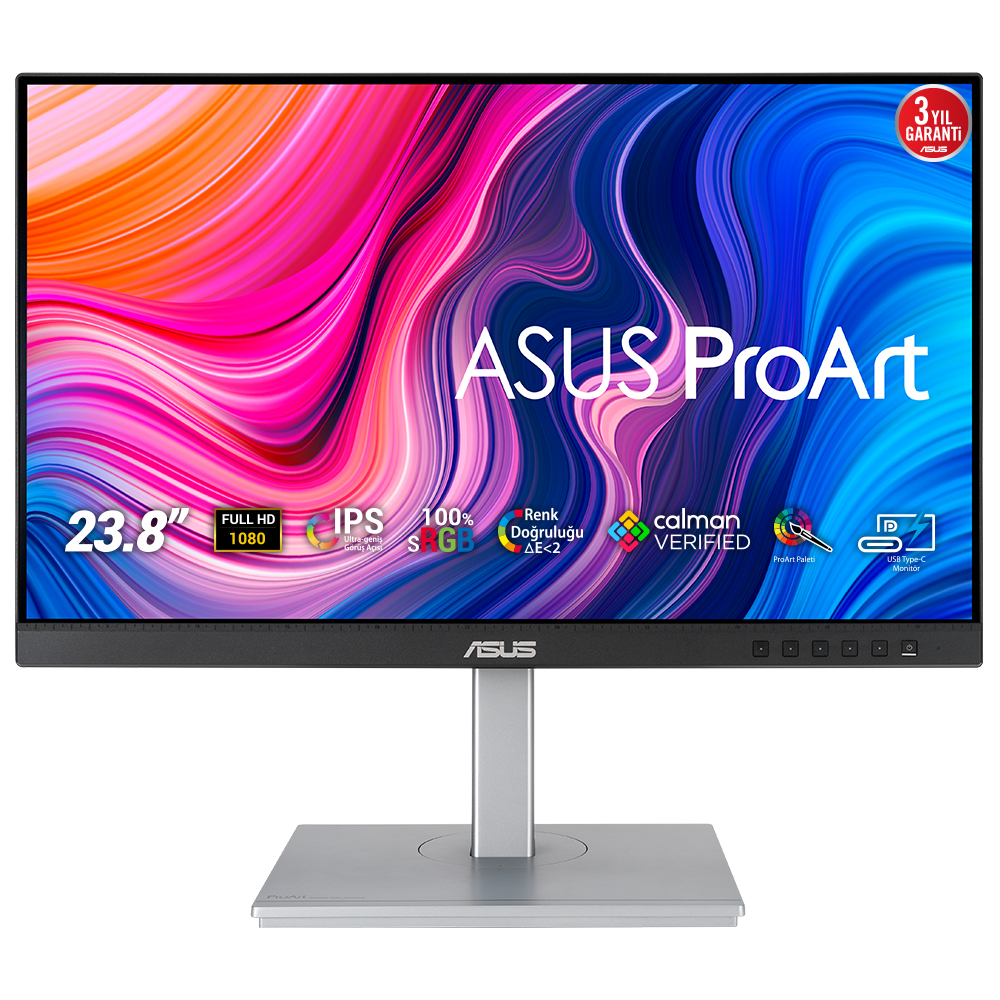 ASUS ProArt PA247CV 23.6 IPS 1920x1080 5ms 75Hz 300cd DP HDMI USB-C Hoparlör VESA 3YIL 100% Rec. 709  100% sRGB  CALMAN SERTIFIKALI PIVOT  DAISY CHAINING MONİTÖR