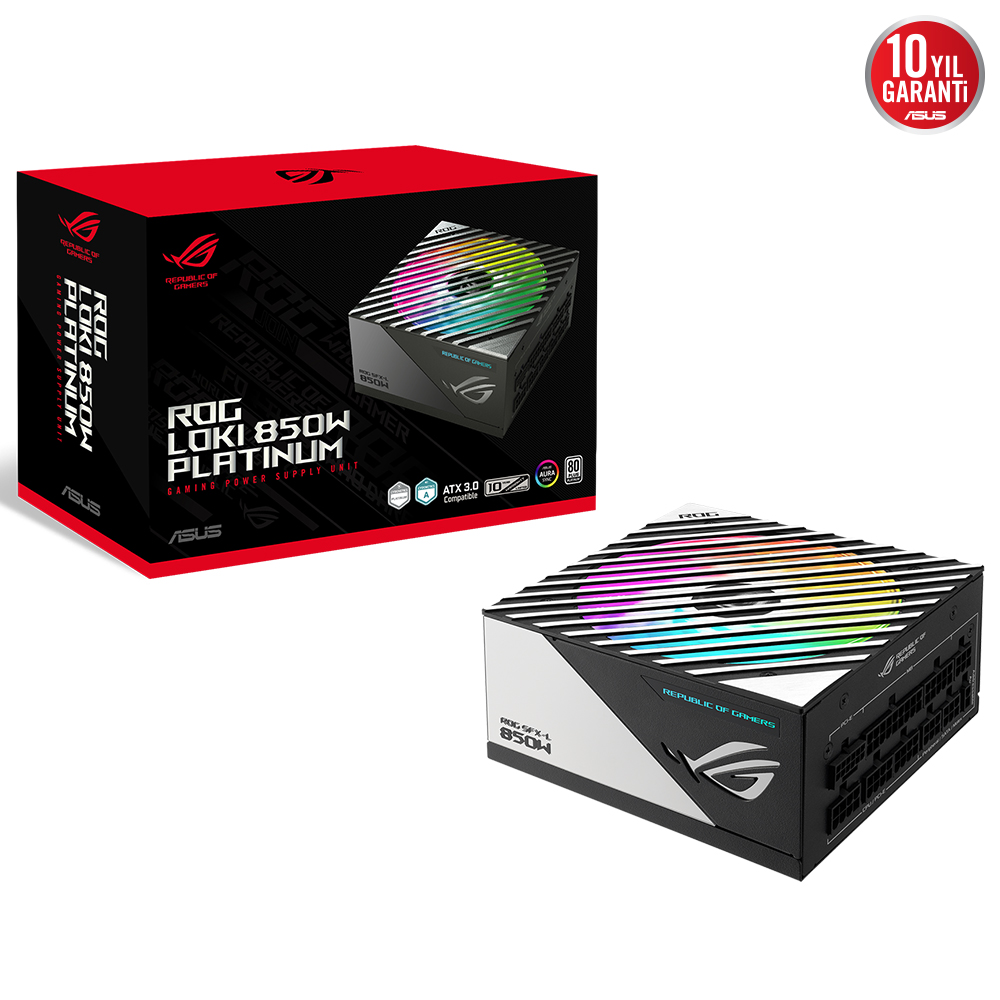 ASUS ROG LOKI SFX-L 850W PLATINUM MODÜLER ATX 3.1 UYUMLU ARGB FAN PCIe 5.1 10 YIL GARANTI