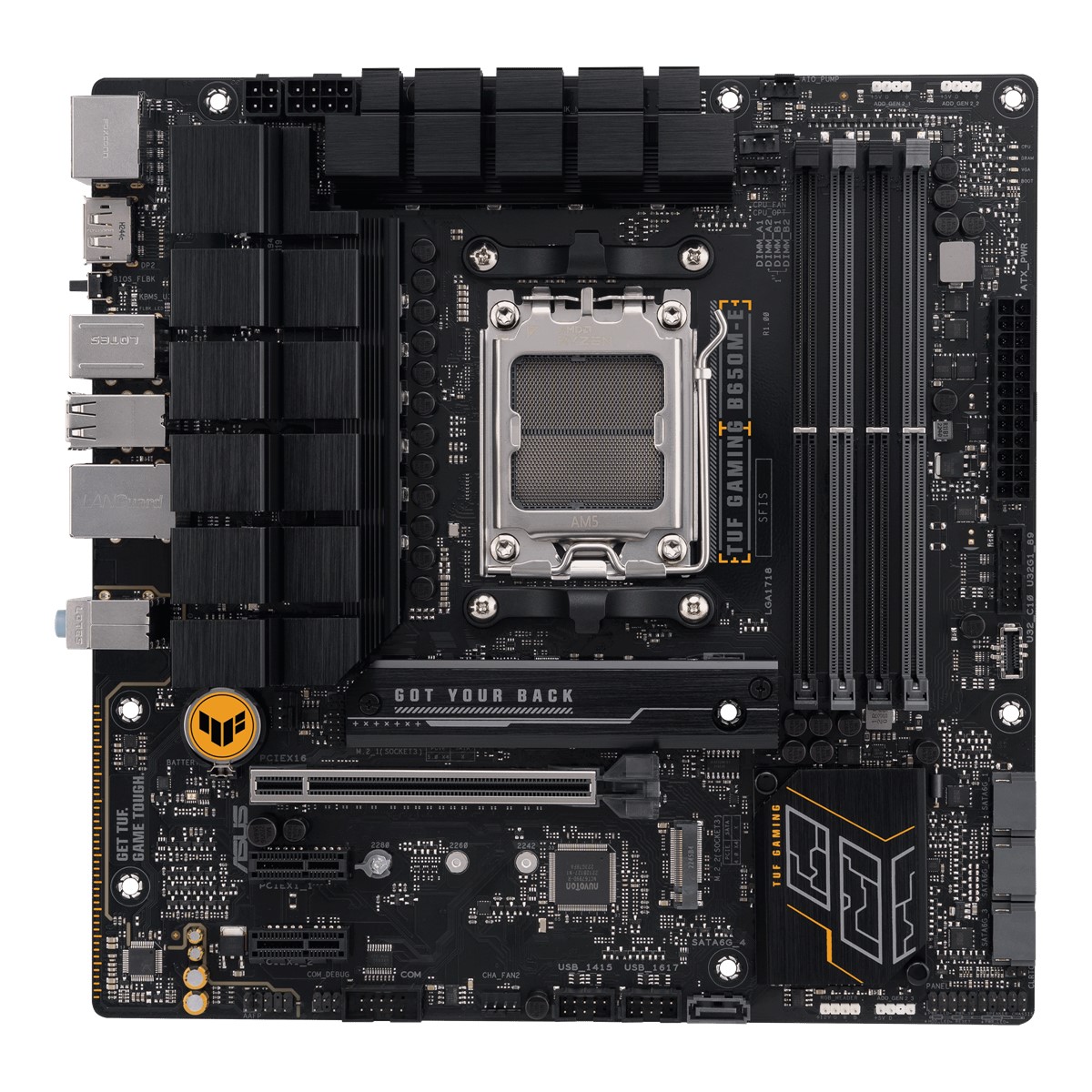 ASUS MB TUF GAMING B650M-E AMD B650 AM5 DDR5 6400 2XDP HDMI ÇIFT M2 USB3.2 AURA RGB 2.5GBIT LAN MATX 128GB’A KADAR RAM DESTEĞI ASUS MB TUF PROTECTION ARMOURY CRATE