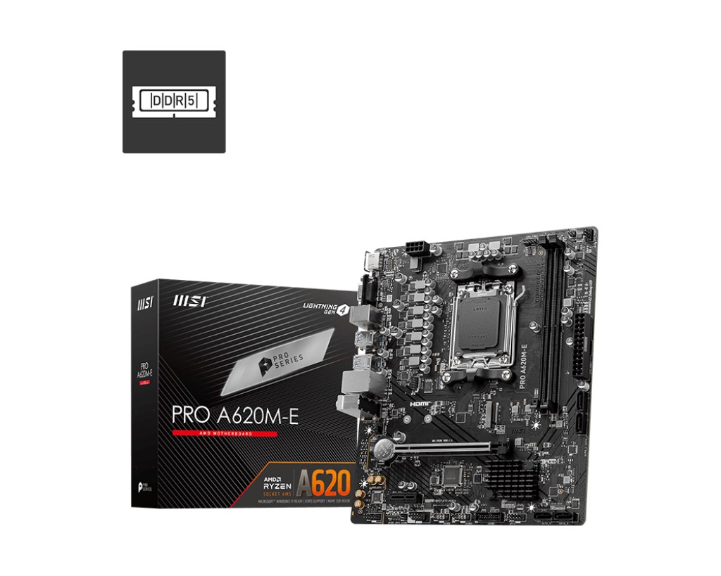 MSI MB PRO A620M-E AM5 DDR5 6800MHZ(OC) HDMI VGA M.2 USB3.2 MATX