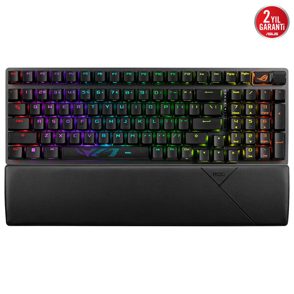 ASUS ROG STRIX SCOPE II 96 WL/NX SNOW/ABS/TR WIRELESS OYUNCU KLAVYESİ 3 FARKLI BAĞLANTI TÜRKÇE TUŞ DİZİLİMİ (2.4GHz RF, BLUETOOTH, KABLOLU) ROG NX SNOW MEKANİK SWITCH AURA SYNC RGB VE BİLEK DESTEĞİ