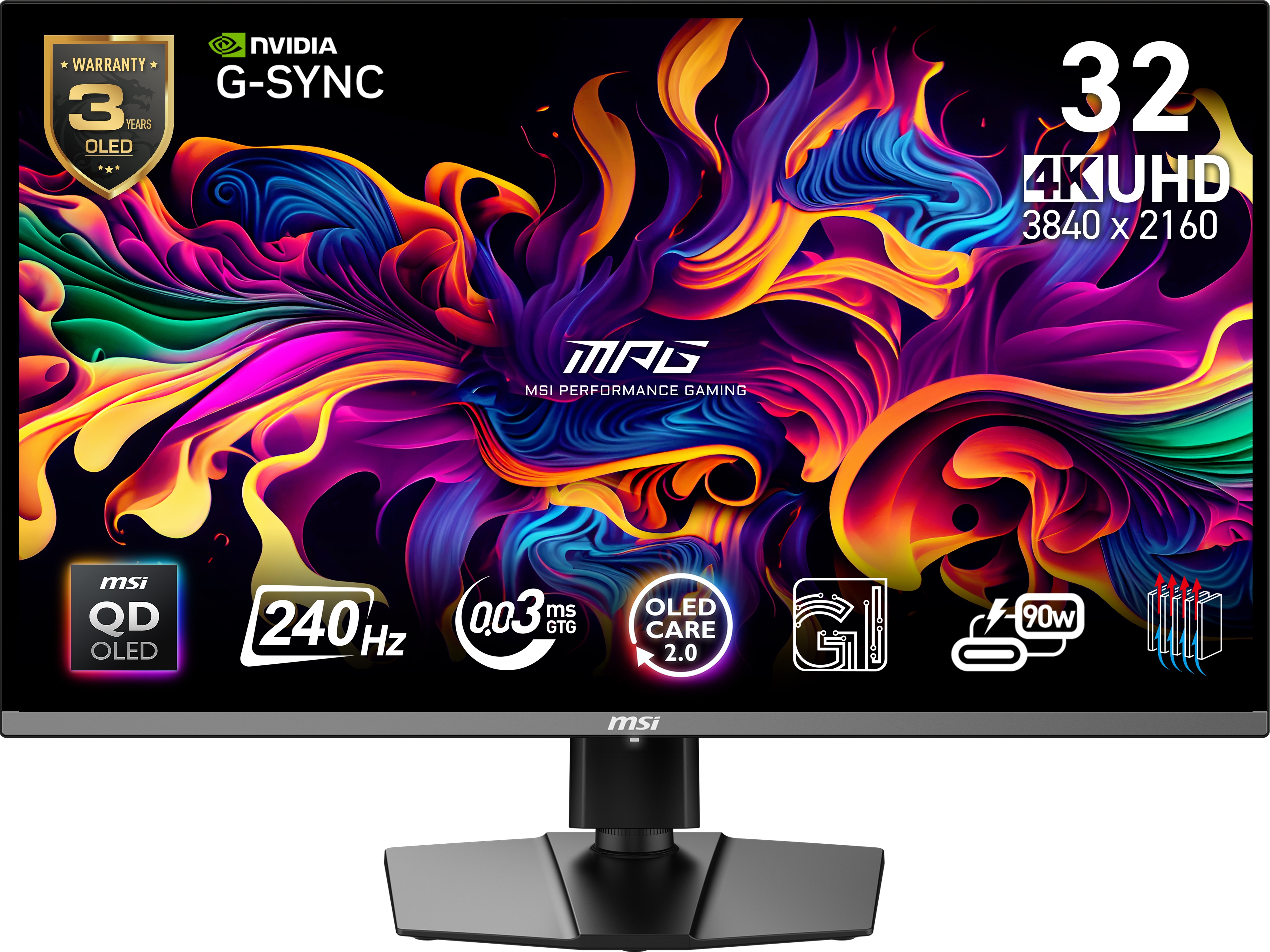 MSI 31.5 MPG 321URX QD-OLED 3840x2160 (UHD) 16:9 FLAT QD-OLED 240HZ 0.03MS G-SYNC COMPATIBLE GAMING MONITOR