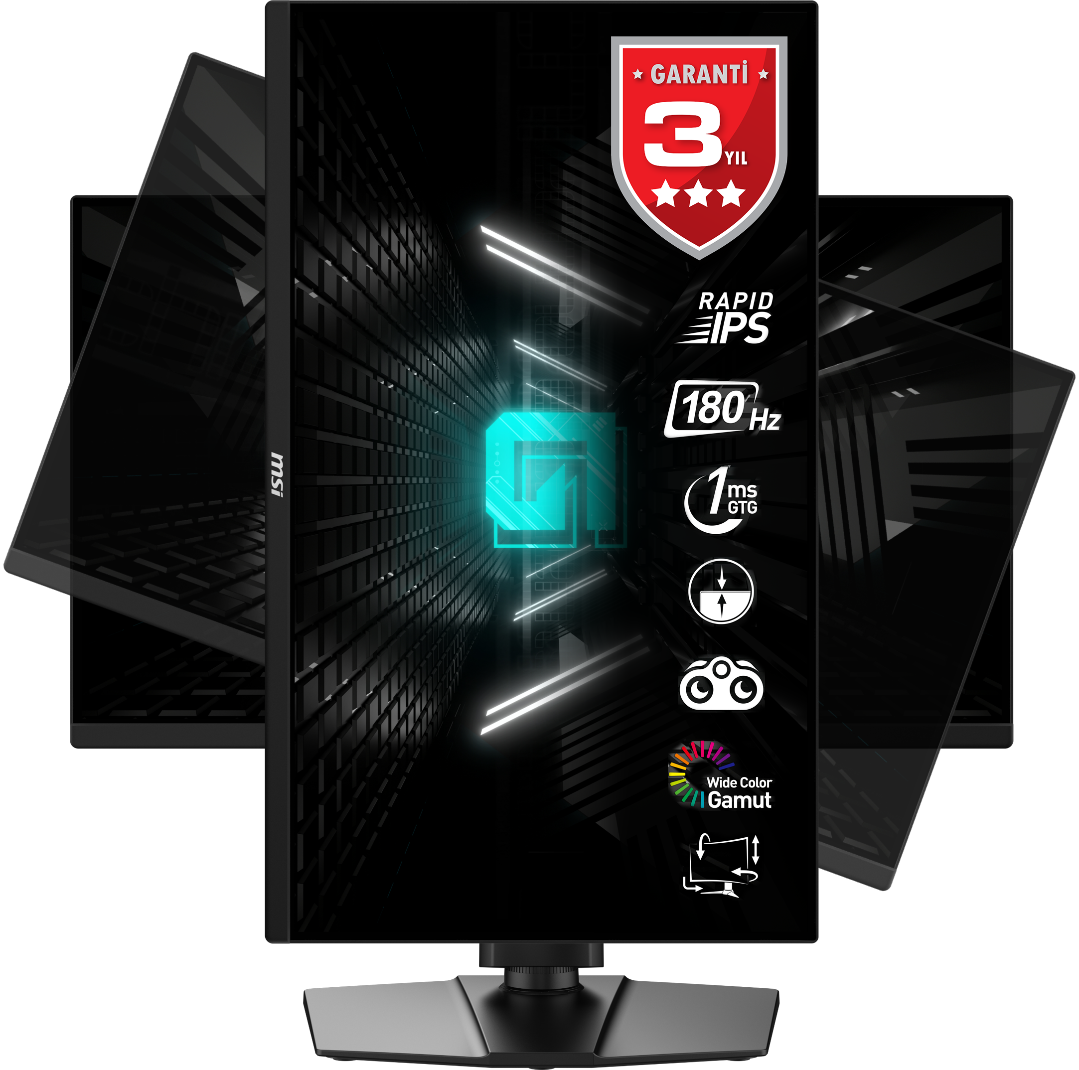 MSI 24.5 G255PF E2 1920x1080 (FHD) 16:9 FLAT RAPID IPS 180HZ 1MS ADAPTIVE-SYNC PIVOT GAMING MONITOR
