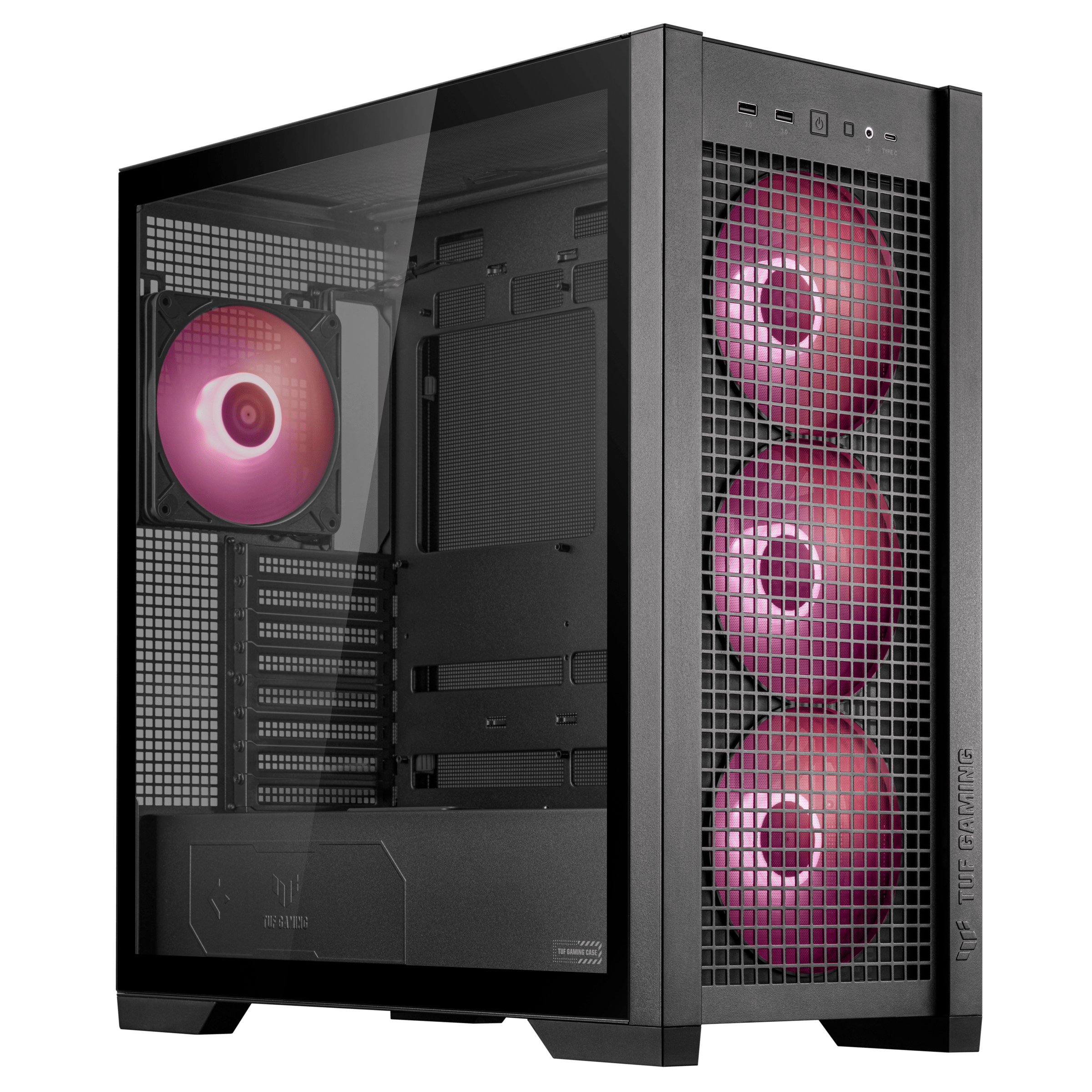 ASUS TUF GAMING GT302 TG ARGB MAKSİMUM SOĞUTMA SÖK TAK ÜST VE YAN PANELLER GİZLENMİŞ ANAKART BAĞLANTI DESTEĞİ 4 ADET 140 X 28 MM FAN E ATX 12x10.9 ATX Micro-ATX MiniATX SİYAH KASA