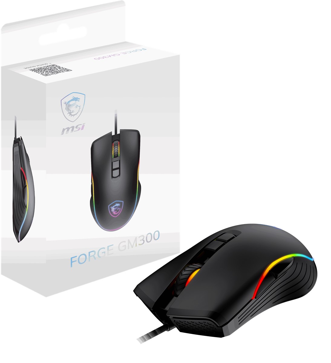 MSI GG FORGE GM300 GAMING MOUSE MAX 7200 DPI 118GR 1,5m KABLO OPTIK SENSOR MICRO SWITCH RGB LED OYUNCU FARESI
