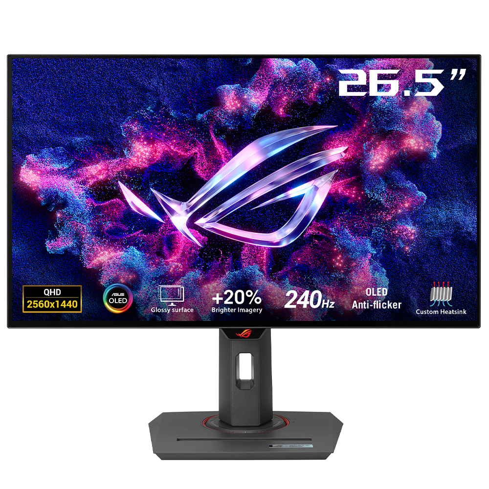 ASUS ROG STRIX XG27AQDMG 26.5 OLED 2560x1440 0.03ms 240Hz 450cd DP HDMI USB YOK VESA 3YIL EYECARE PLUS  FLICKER-FREE  PARLAK EKRAN  PIVOT  99% DCI-P3 MONİTÖR