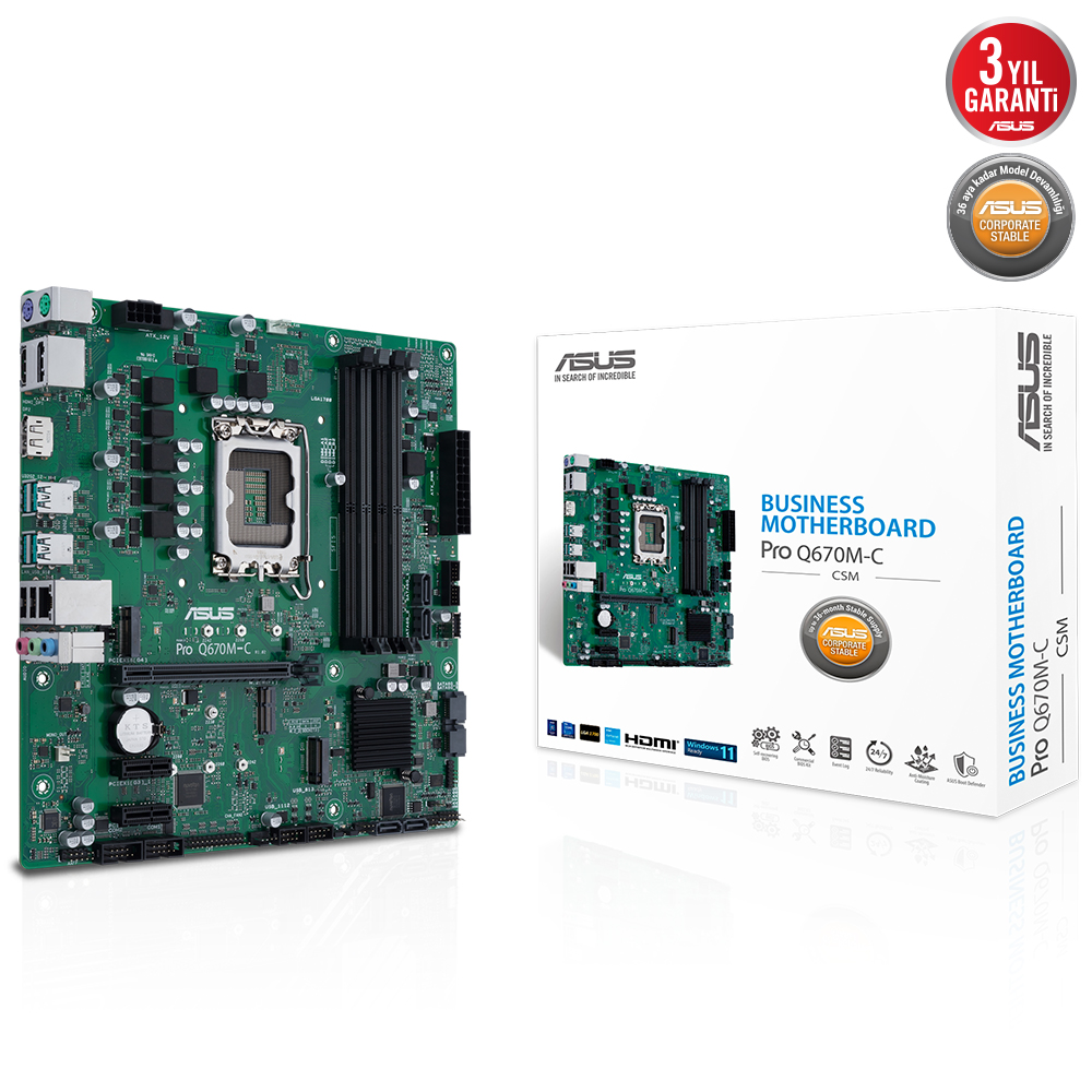 ASUS MB PRO Q670M-C-CSM INTEL Q670 LGA1700 DDR5 4800 2XDP HDMI ÇIFT M2 USB3.2 TPM MATX INTEL VPRO DESTEĞI. ASUS MB CONTROL CENTER EXPRESS HEDIYELI