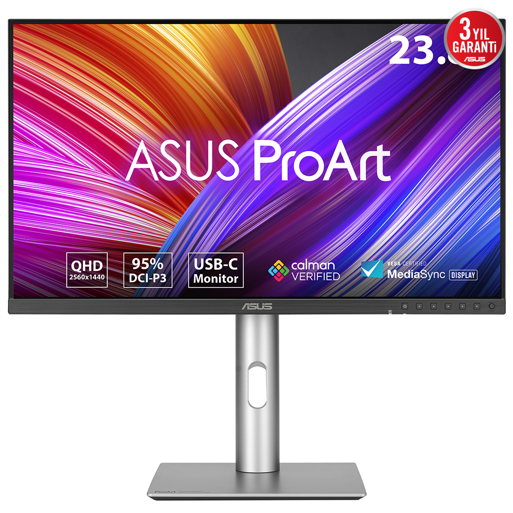 ASUS ProArt PA24ACRV 23.8 4K IPS HDR400 2560 x 1440 5ms 75Hz 350cd DP HDMI USB-C Hoparlör VESA 3YIL 95% DCI-P3  CALMAN ONAYLI  PD 96W PIVOT MONİTÖR
