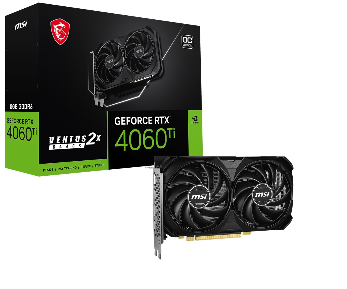 MSI VGA GEFORCE RTX 4060 TI 8G VENTUS 2X BLACK E1 OC RTX4060TI 8GB GDDR6 128B DX12 PCIE 4.0 X16 (3XDP 1XHDMI)