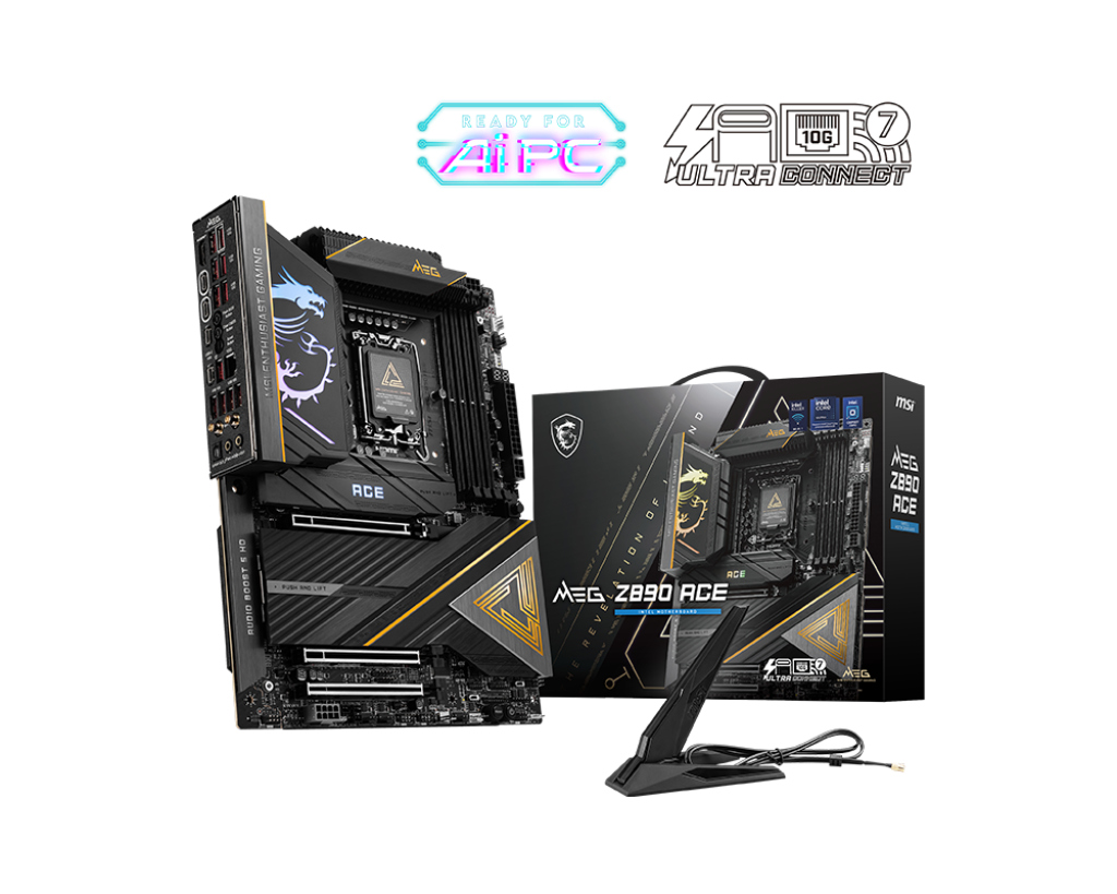 MSI MB MEG Z890 ACE SOKET 1851 DDR5 9200MHZ(OC) USB 20GBPS 5XM.2 2XTB4 HDMI DISPLAY 10G LAN WIFI7 ATX