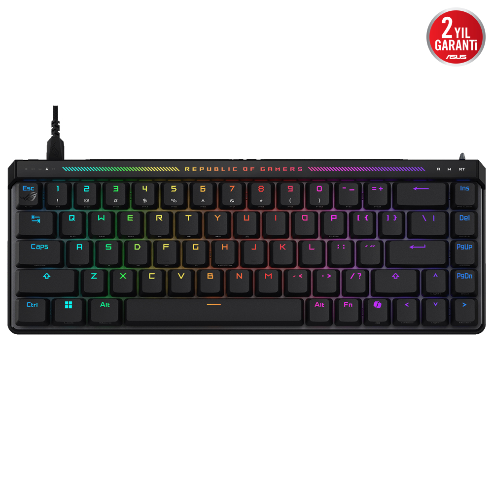 ASUS ROG FALCHION ACE HFX/ABS/TR 65 TÜRKÇE OYUN KLAVYESİ, YAĞLANMIŞ ROG HFX MANYETİK ANAHTARLAR, HIZLI TETİKLEME, DOKUNMATİK PANEL, 8000 HZ POLLING RATE, BEŞ KATMANLI YALITIM VE CONTALI MONTAJ, KAPAK KILIF, ABS TUŞ KAPAKLARI.