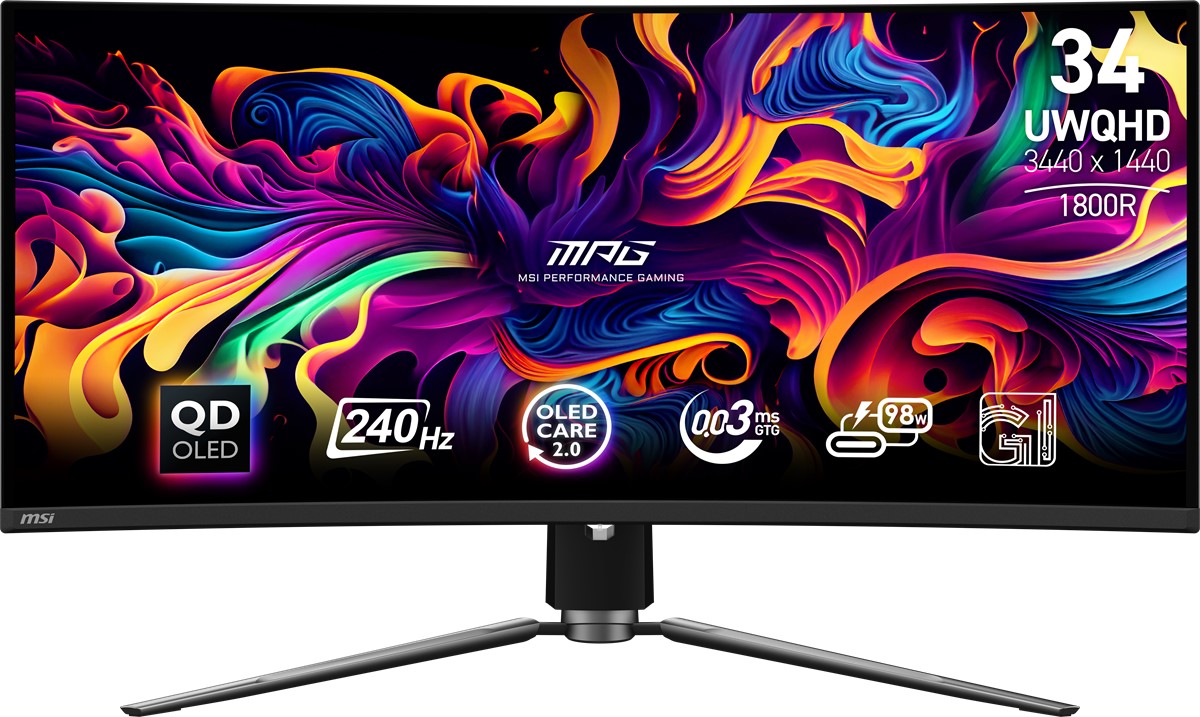 MSI 34.18 MPG 341CQPX QD-OLED 3440x1440 (UWQHD) 21:9 CURVE 1800R QD-OLED 240HZ 0.03MS FREESYNC PREMIUM PRO GAMING MONITOR