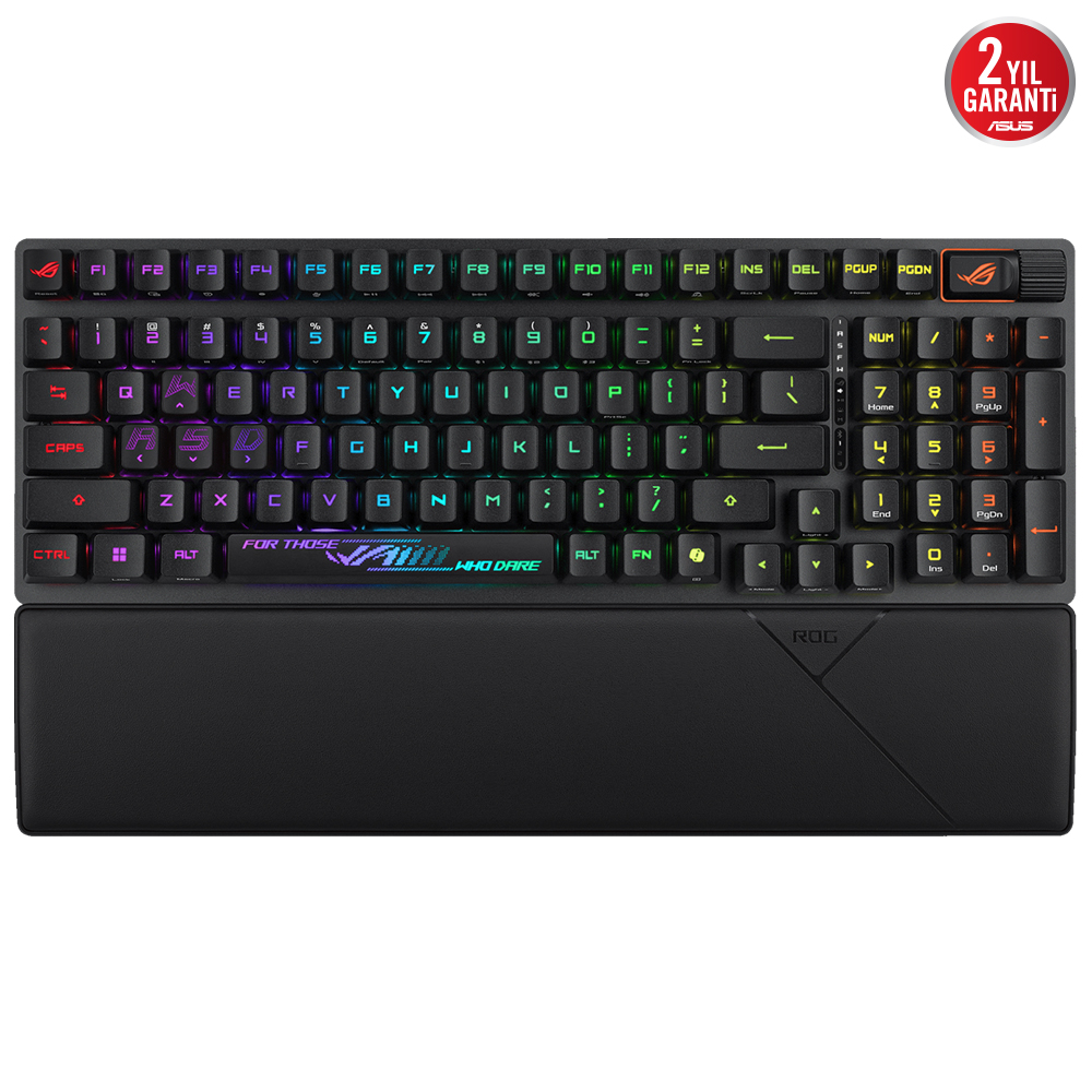 ASUS ROG STRIX SCOPE II 96 WL/RX RED/ABS/TR WIRELESS OYUN KLAVYESİ: ÜÇ MODLU BAĞLANTI, ROG RX OPTİK ANAHTARLAR, PBT TUŞ KAPAKLARI, SİLİKON YALITIM, EK ROG TUŞLARI, BİLEK DESTEĞİ TÜRKÇE