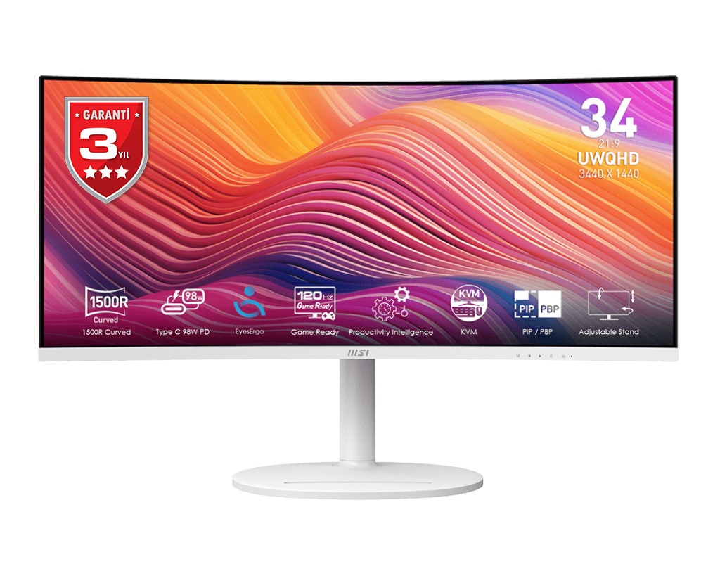 MSI 34 MODERN MD342CQPW 3440x1440 (UWQHD) CURVE 1500R VA 120HZ 1MS ADAPTIVE-SYNC TYPE-C MONITOR