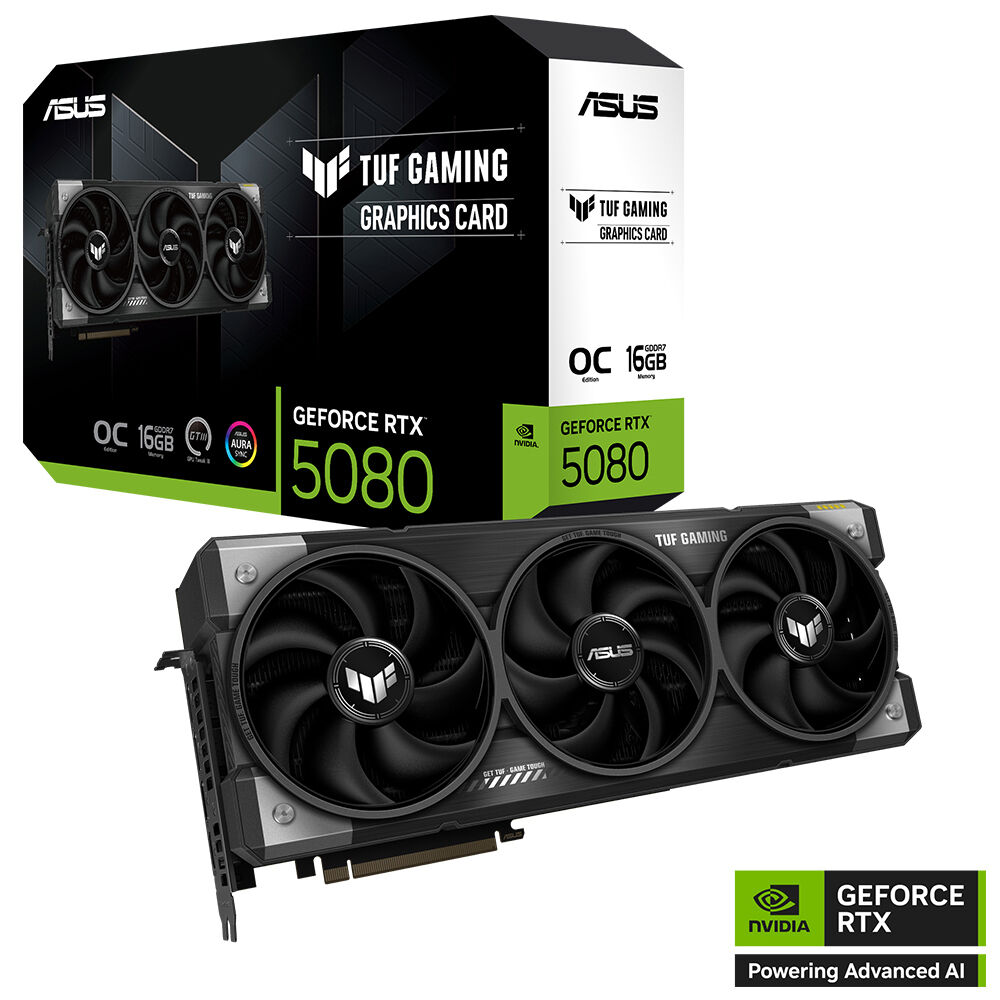 ASUS VGA TUF-RTX5080-O16G-GAMING-NVIDIA-GEFORCE-RTX 5080-16GB GDDR7-256bit--OC-2xHDMI-3xDP-RGB-DLSS4 EKRAN KARTI
