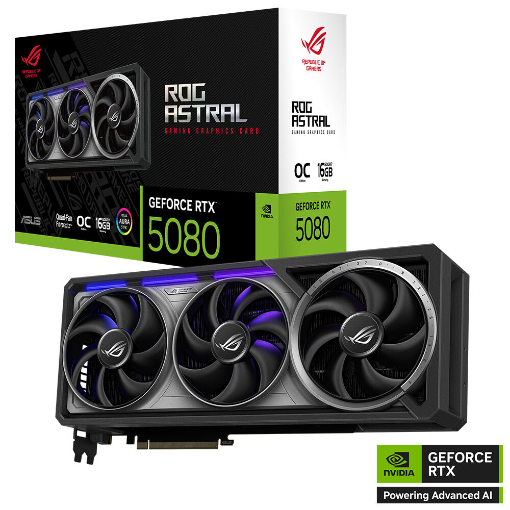 ASUS VGA ROG-ASTRAL-RTX5080-O16G-GAMING-NVIDIA-GEFORCE-RTX 5080-16GB GDDR7-256bit--OC-2xHDMI-3xDP-RGB-DLSS4 EKRAN KARTI