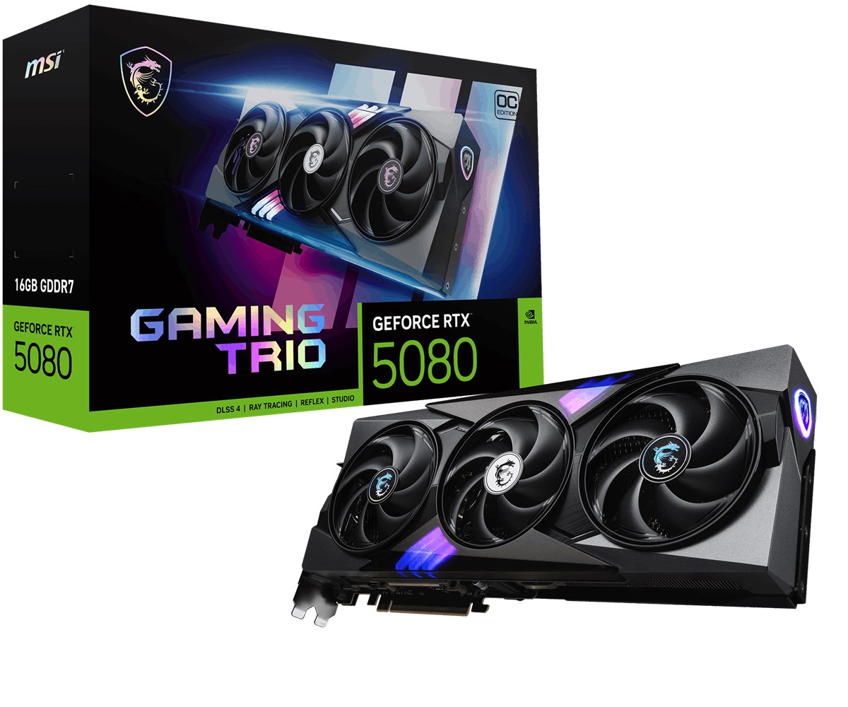 MSI VGA GEFORCE RTX 5080 16G GAMING TRIO OC RTX5080 16GB GDRR7 256 B DX12 PCIE 5.0 X16 (3XDP 1XHDMI)