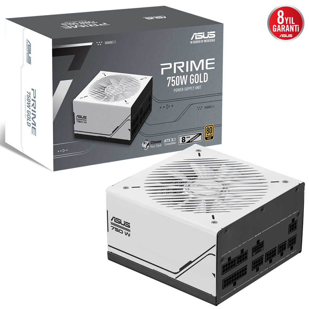 ASUS PRIME AP-750G 80+ GOLD 750W PCIe 5.1 ve ATX 3.1 UYUMLU 8 YIL GARANTİLİ MODÜLER GÜÇ KAYNAĞI