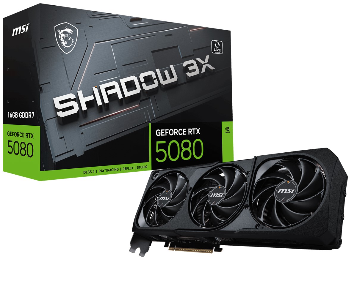 MSI VGA GEFORCE RTX 5080 16G SHADOW 3X OC RTX5080 16GB GDRR7 256 B DX12 PCIE 5.0 X16 (3XDP 1XHDMI)