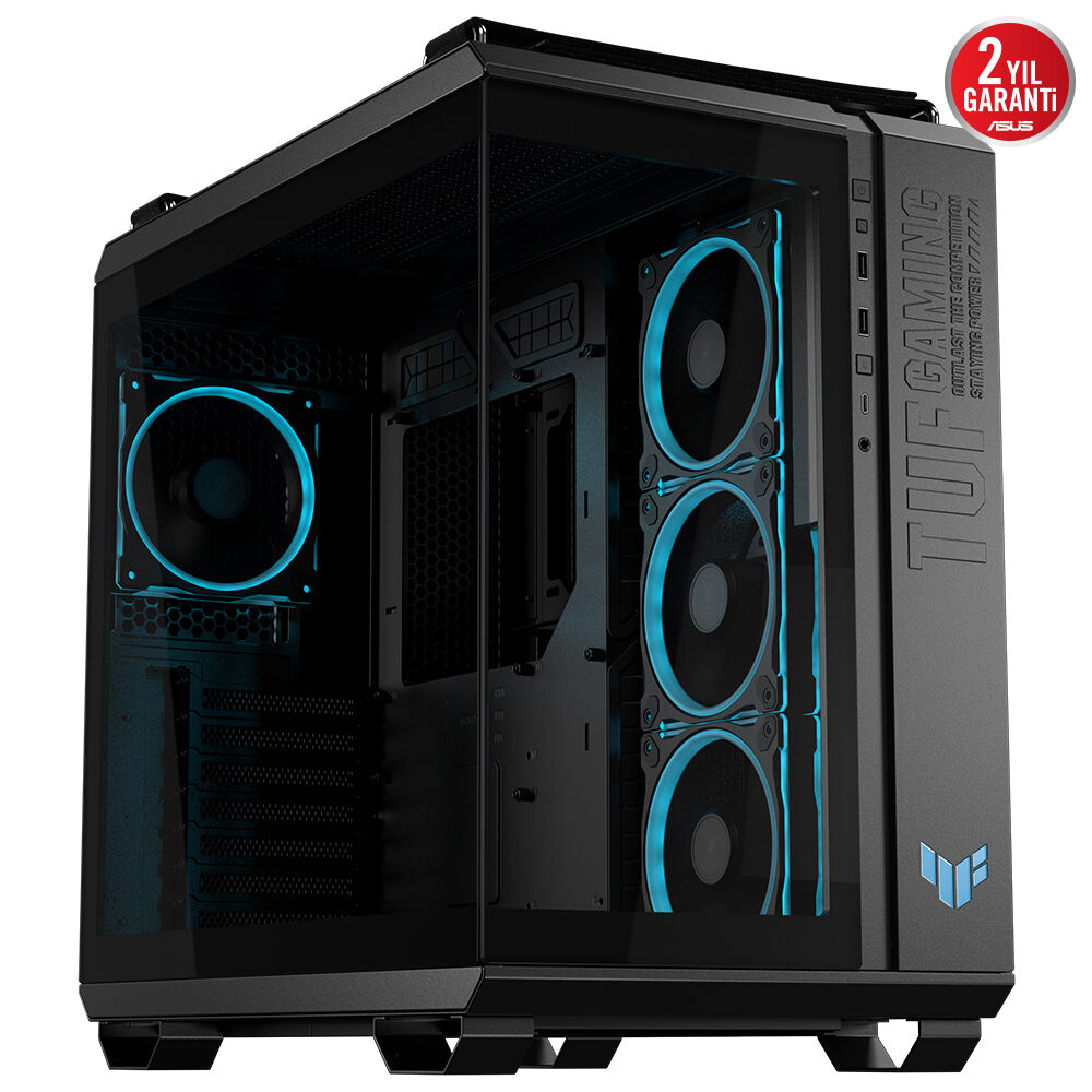 ASUS ASUS TUF GT502 HORIZON SINIRSIZ PANORAMİK TASARIM, YÜKSEK HIZDA USB TİP-C, ALETSİZ SÖK TAK YAN PANELLER VE ÖNCEDEN MONTE EDİLMİŞ 4 ADET ARGB FAN.