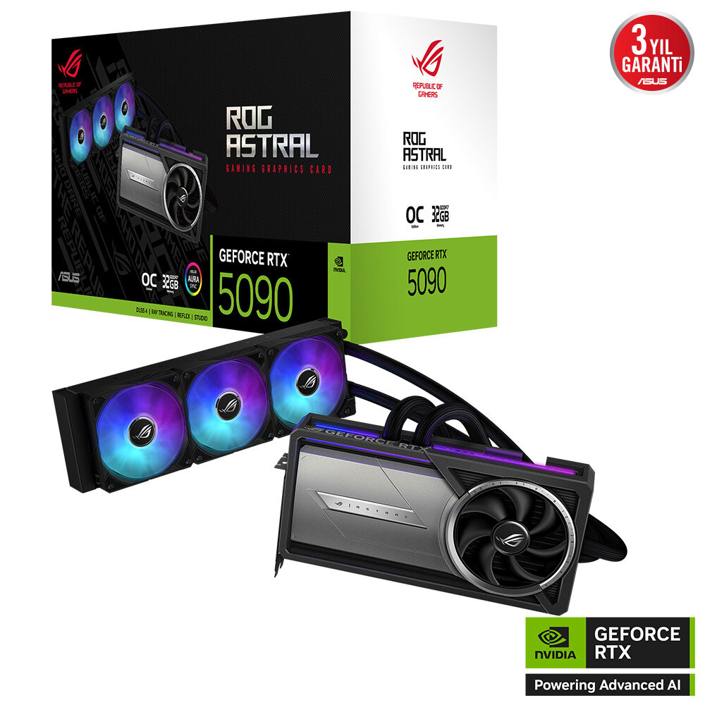 ASUS VGA ROG-ASTRAL-LC-RTX5090-O32G-GAMING-NVIDIA-GEFORCE-RTX 5090-32GB GDDR7-512bit--OC-2xHDMI-3xDP-RGB-DLSS4 EKRAN KARTI
