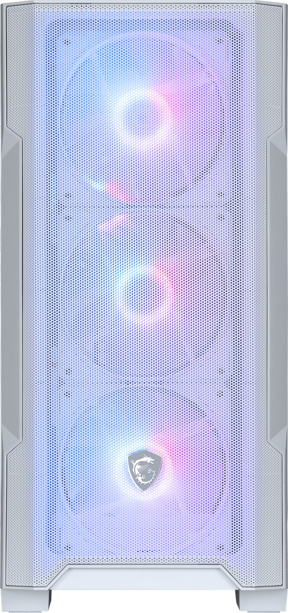 MSI MAG FORGE M100R WHITE TEMPERLİ CAM 3X120MM 1X120MM ARGB FAN MATX GAMİNG BİLGİSAYAR KASASI