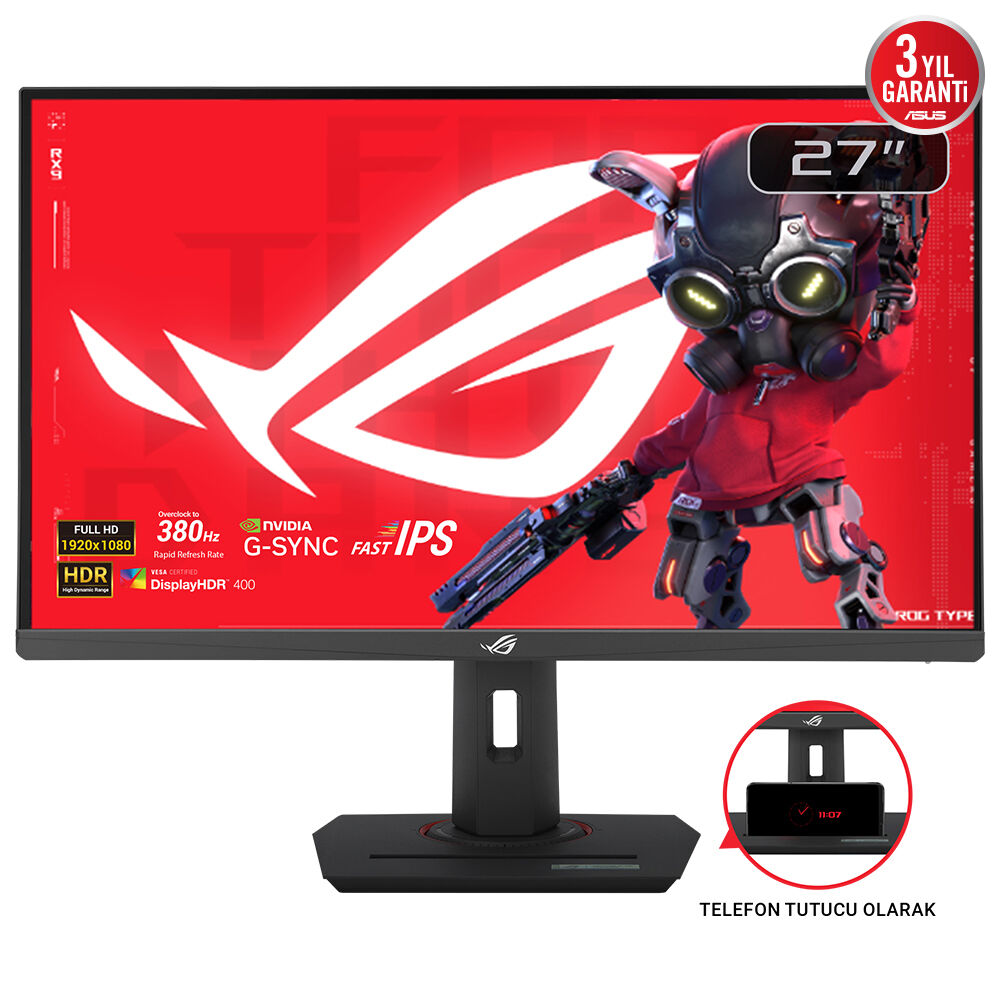 ASUS ROG STRIX XG279CNS 27 HDR eSports GAMING FAST IPS FreeSync VE G-SYNC UYUMLU 1920x1080 0.3ms 380Hz 400cd DP HDMI USB-C YOK VESA 3YIL ELMB SYNC PIVOT PD 7.5W MONİTÖR