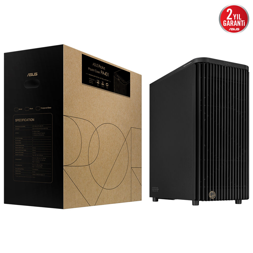 ASUS PROART PA401 METAL OPTİMUM HAVALANDIRMA İKİ ADET 160MM ÖN FAN VE BİR ADET 120MM ARKA FAN