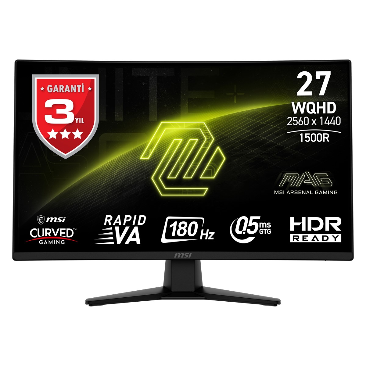 MSI 27 MAG 274CQF 2560x1440 (WQHD)  CURVE 1500R RAPID VA 180HZ 0.5MS (GTG) ADAPTIVE-SYNC  SIYAH GAMING MONITOR