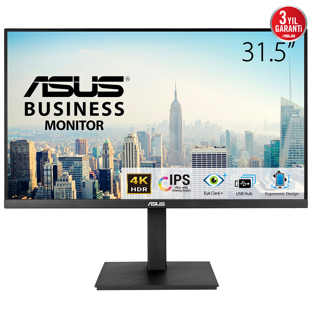 ASUS KURUMSAL VA32UQSB 31.5 IPS 3840x2160 4ms 60Hz 350cd DP HDMI USB Hoparlör VESA 3YIL FLICKER-FREE ÇERÇEVESİZ DÜŞÜK MAVİ IŞIK PİVOT MONİTÖR