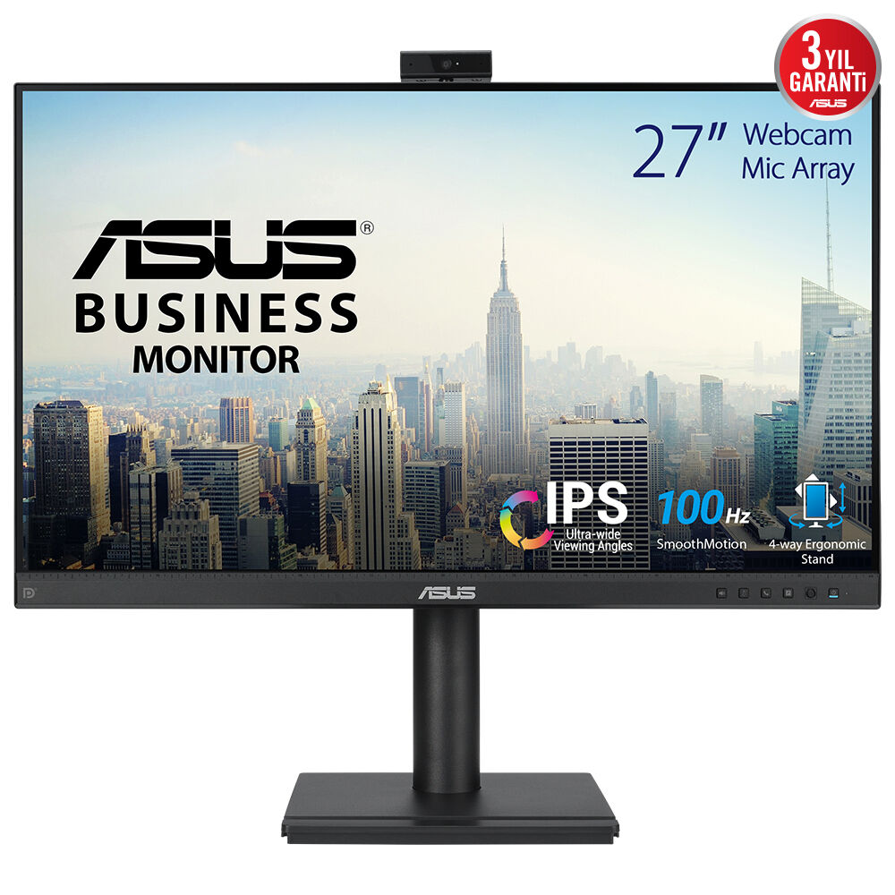 ASUS KURUMSAL BE279QFK 27 IPS WEBCAM 1920x1200 5ms 100Hz 250cd DP HDMI VGA Hoparlör VESA 3YIL 99% sRGB  DÜŞÜK MAVİ IŞIK  EYE CARE  PİVOT MONİTÖR