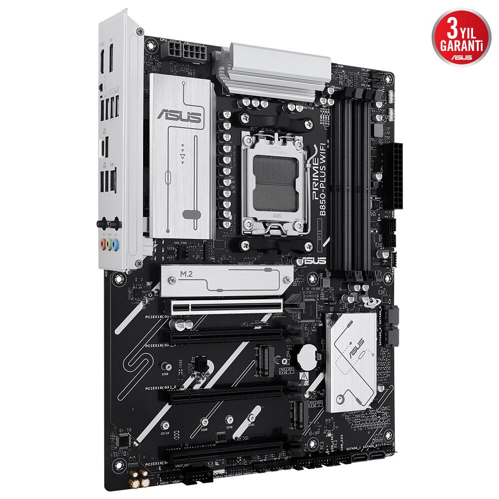 ASUS MB PRIME B850-PLUS WIFI AMD B850 AM5 DDR5 8000 DP HDMI 3X M2 USB3.2 WİFİ 6E + BT AURA RGB 2.5GBİT LAN ATX 8+2+1 GÜÇ AŞAMALARI 1XGEN5 M.2 ADVANCED AI PC-READY