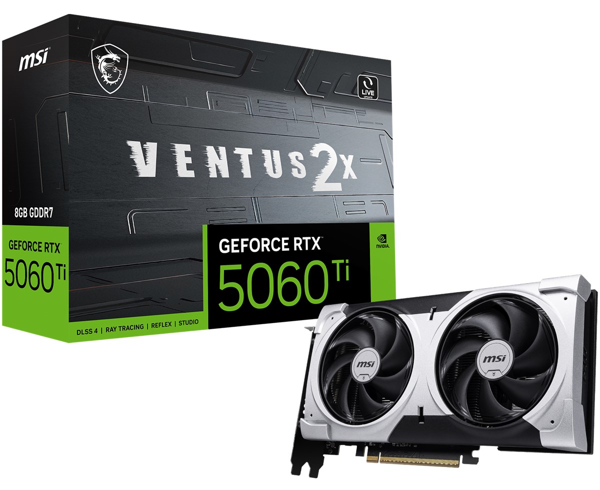 MSI VGA GEFORCE RTX 5060 TI 8G VENTUS 2X OC PLUS RTX5060TI 8GB GDDR7 128B DX12 PCIE 5.0 X16 (3XDP 1XHDMI)