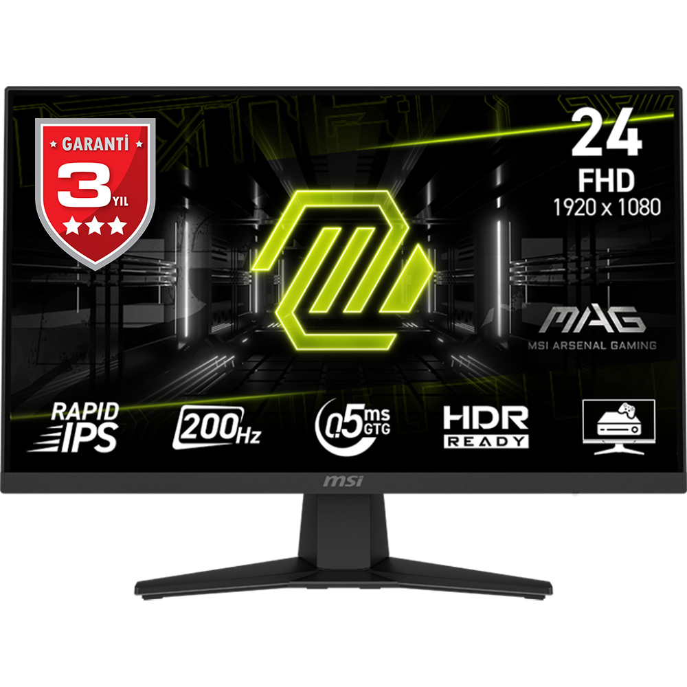 MSI 23.8 MAG 244F 1920x1080 (FHD) RAPID IPS FLAT 200HZ 0.5MS FREESYNC PREMIUM GAMING MONITOR