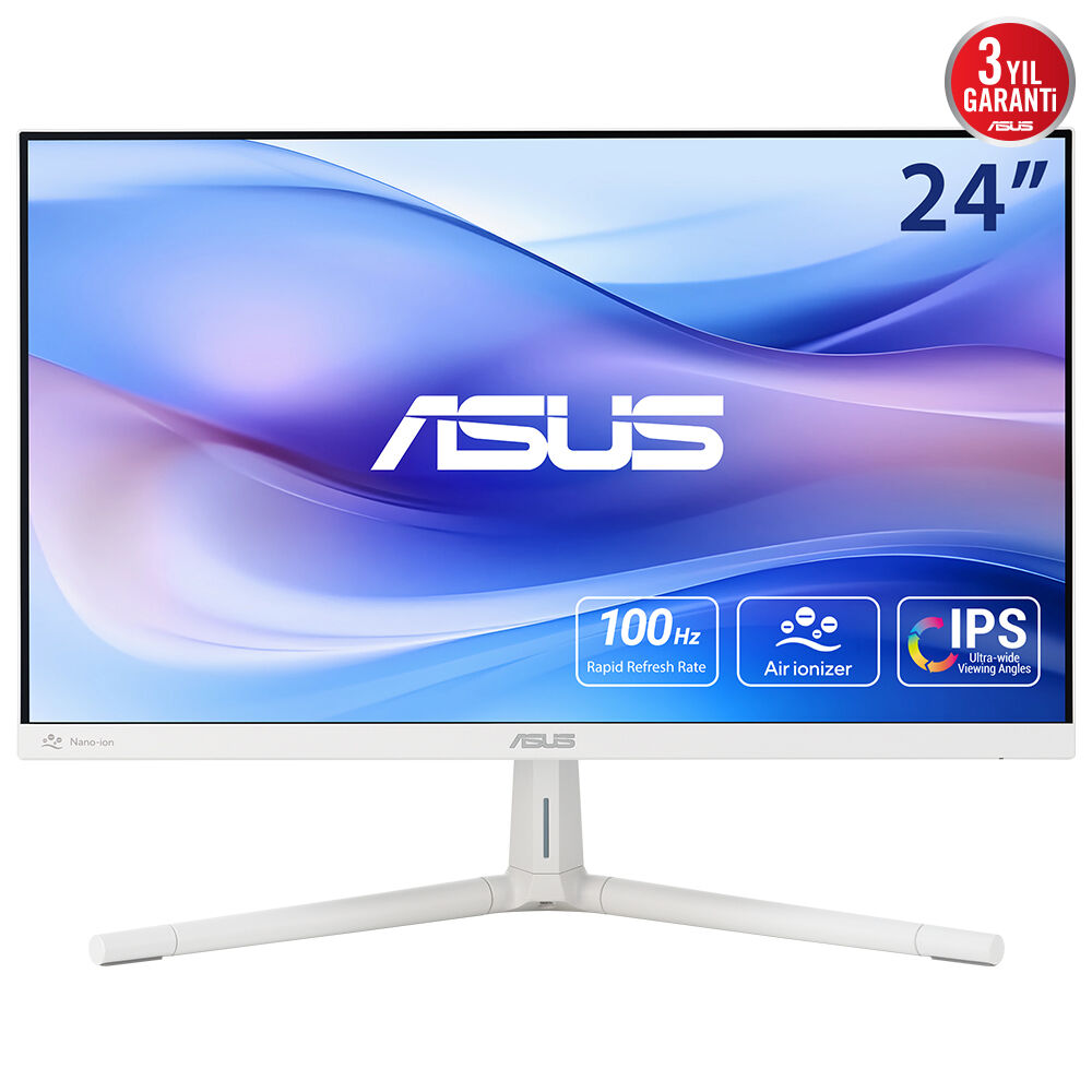 ASUS VU249HFI-W 23.8 IPS  NANO IYON 1920x1080 1ms 100Hz 250cd HDMI YOK VESA 3YIL EYECARE PLUS  DÜŞÜK MAVİ IŞIK  FLICKER- FREE ÇERÇEVESİZ MONİTÖR