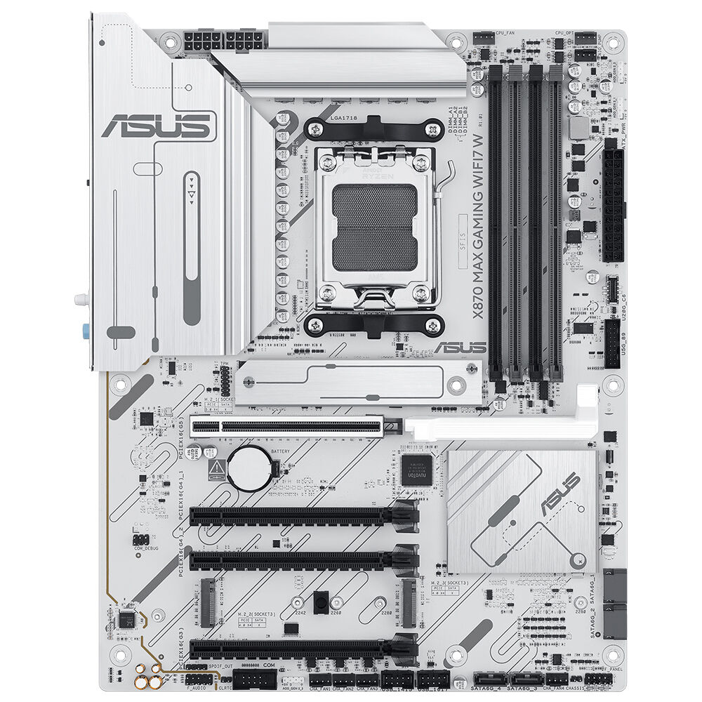 ASUS X870 MAX GAMING WIFI7 W AMD X870 AM5 DDR5 8000 HDMI 2xUSB4 3x M2 USB3.2 WIFI 7 + BT AURA RGB 5Gbit LAN ATX 12+2+1 GÜÇ AŞAMALARI ÇİFT USB4 3xM.2 SLOT ADVANCED AI PC-READY BEYAZ TASARIM