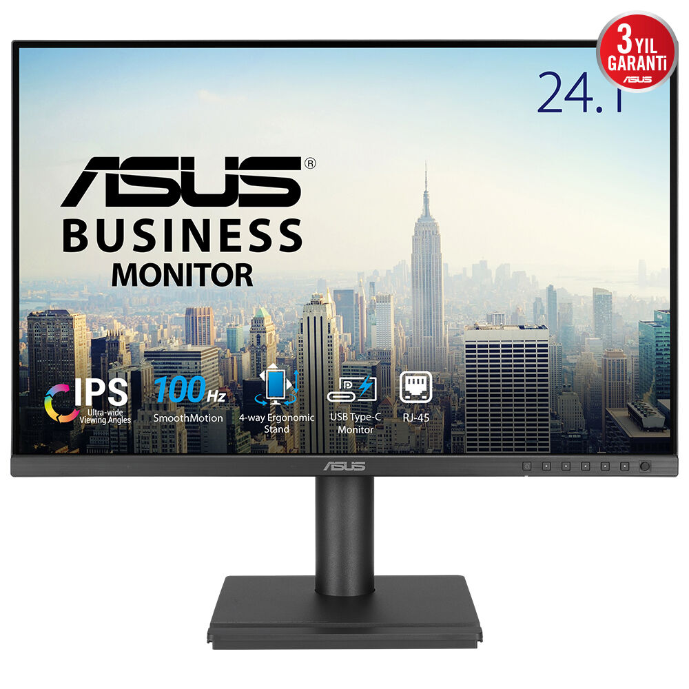 ASUS KURUMSAL BE248CFN 24.1 IPS 1920x1200 5ms 100Hz 350cd HDMI VGA USB Hoparlör VESA 3YIL DAISY CHAIN FLICKER-FREE ÇERÇEVESİZ DÜŞÜK MAVİ IŞIK PİVOT PD 96W MONİTÖR