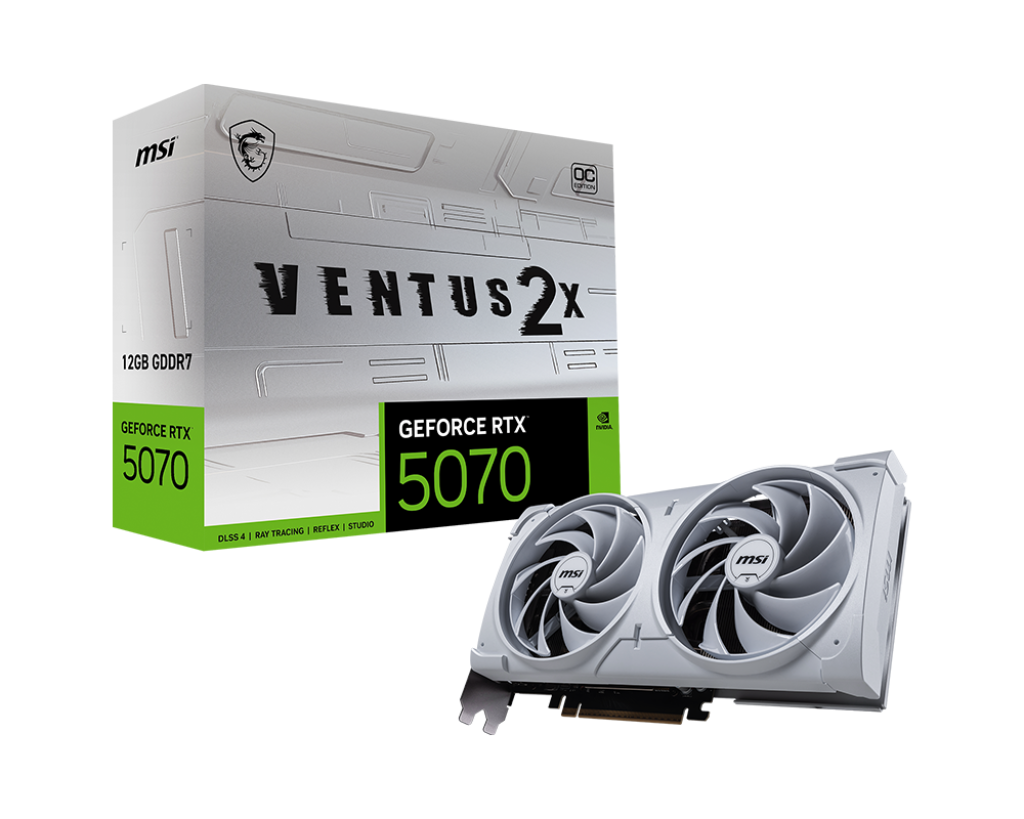 MSI VGA GEFORCE RTX 5070 12G VENTUS 2X OC WHITE RTX5070 12GB GDRR7 192B DX12 PCIE 5.0 X16 (3XDP 1XHDMI)