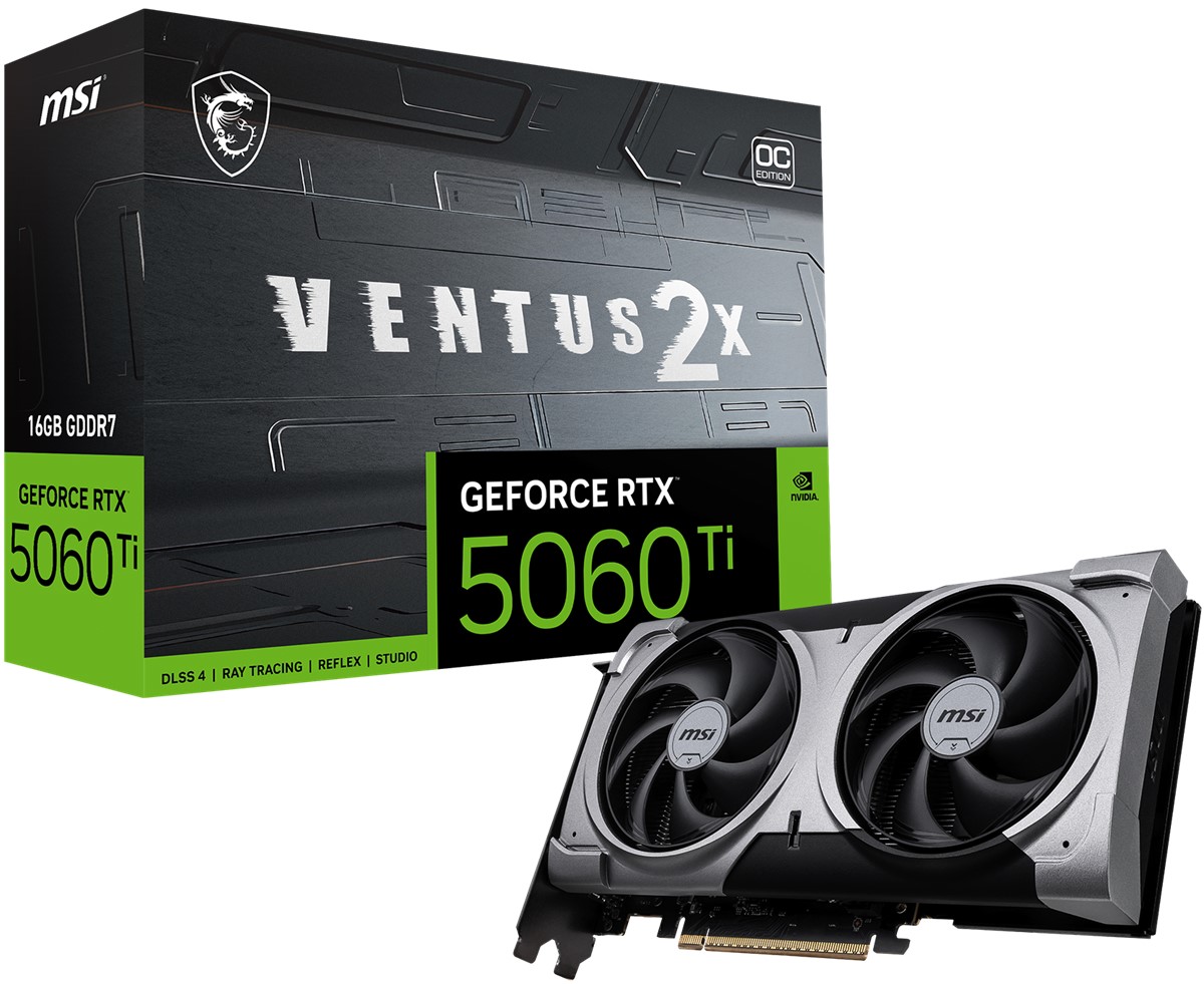 MSI VGA GEFORCE RTX 5060 TI 16G VENTUS 2X OC PLUS RTX5060TI 16GB GDDR7 128B DX12 PCIE 5.0 X16 (3XDP 1XHDMI)