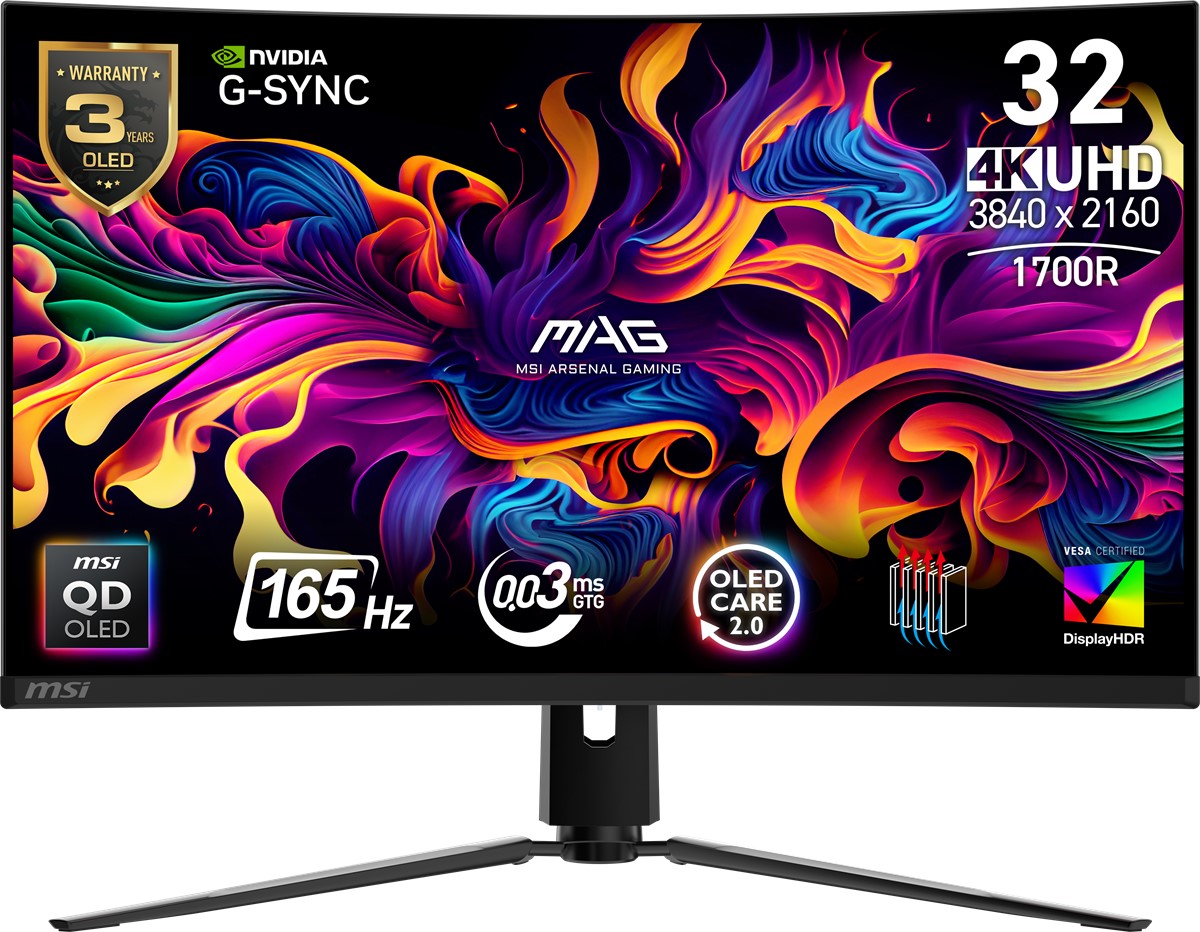MSI 31.5 MAG 321CUP QD-OLED 3840X2160 (UHD) 16:9 CURVE 1700R QD-OLED 165HZ 0.03MS ADAPTIVE-SYNC GAMING MONITOR