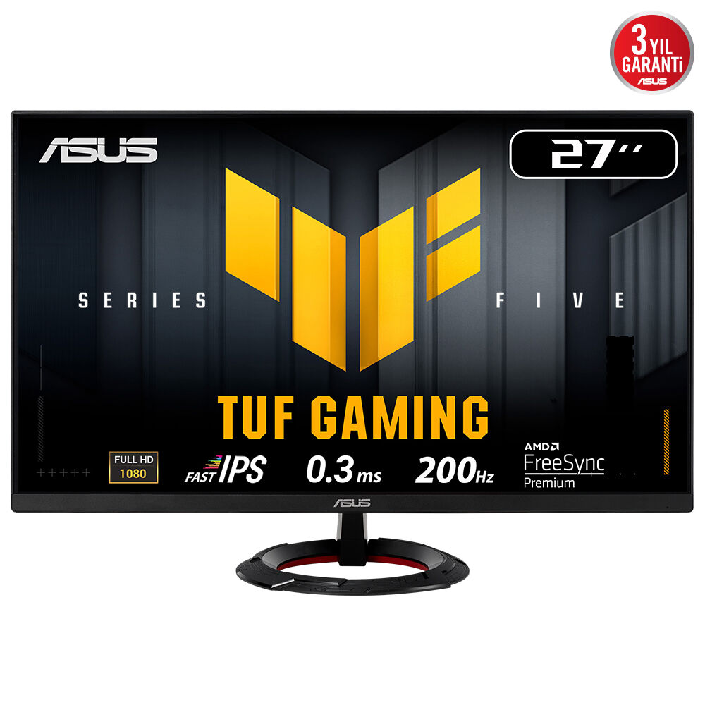 ASUS TUF GAMING VG279Q5R 27 Fast IPS 1920x1080 0.3ms 200Hz 300cd DP HDMI Hoparlör VESA 3YIL FLICKER-FREE ÇERÇEVESİZ DÜŞÜK MAVİ IŞIK MONİTÖR