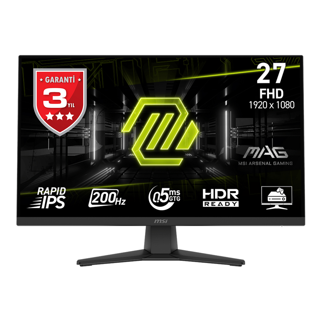 MSI 27 MAG 272F 1920x1080 (FHD) 16:9 FLAT RAPID IPS 200HZ 0.5MS (GTG) FREESYNC PREMIUM GAMING MONITOR
