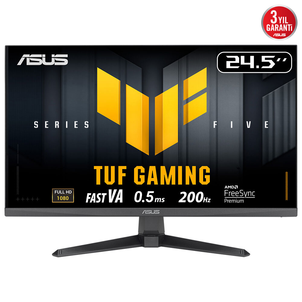 ASUS TUF GAMING VG257Q5A 24.5 Fast VA 1920x1080 0.5ms 200Hz 300cd DP HDMI Hoparlör VESA 3YIL ELMB SYNC  Gaming AI  EYECARE MONİTÖR