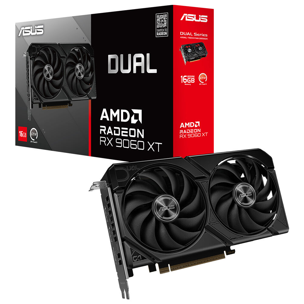ASUS VGA DUAL-RX9060XT-16G-AMD-RADEON-RX 9060 XT-16G-16GB GDDR6-128bit-3250MHz-HDMI-2xDP-EKRAN KARTI
